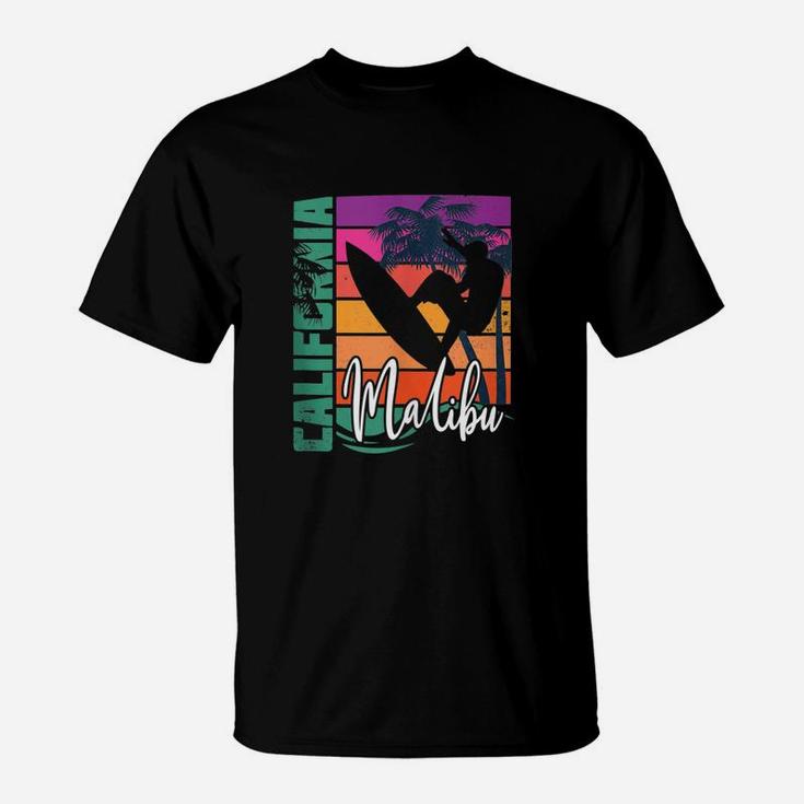 Retro Malibu California Beach Sun Surfing Souvenir T-Shirt