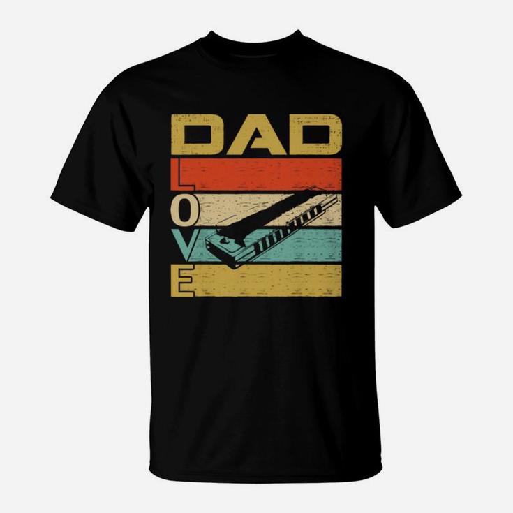 Retro Vintage Dad Love Harmonica Fathers Day Shirt T-Shirt