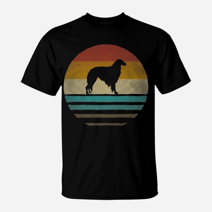 Retro Vintage Sunset Borzoi Dog Breed Lover Silhouette Gift T-Shirt