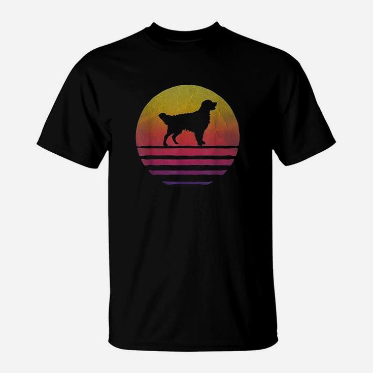 Retro Vintage Sunset Golden Retriever Dog Breed Silhouette T-Shirt ...