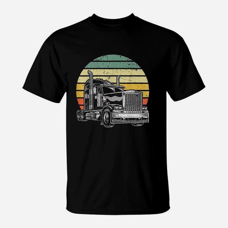Retro Vintage Trucker Big Rig Semi Trailer Truck Driver Gift T-Shirt