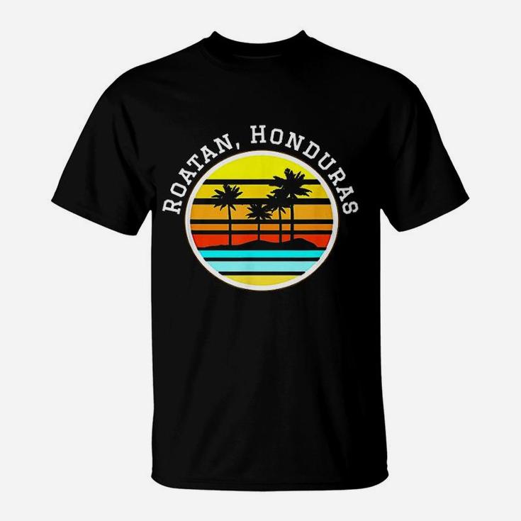 Roatan Honduras Vacation Palm Trees Sunset T-Shirt