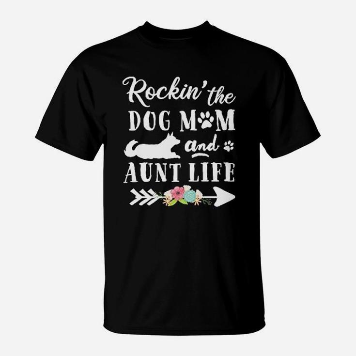 Rocking The Dog Mom And Aunt Life Cat Paws T-Shirt