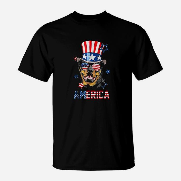Rottweiler American Flag 4th Of July Patriotic Dog T-Shirt