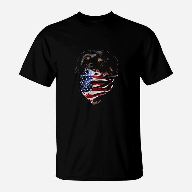Rottweiler Dog Patriotic America Flag T-Shirt