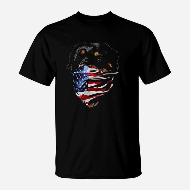 Rottweiler Dog W Patriotic America T-Shirt