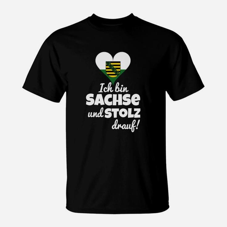 Sächsisches Stolz-Herz T-Shirt, Ich bin Sachse und stolz Aufdruck