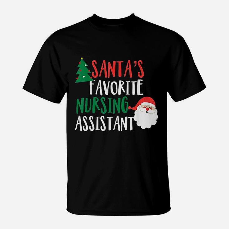 Santas Favorite Nursing Assistant Funny Christmas T-Shirt