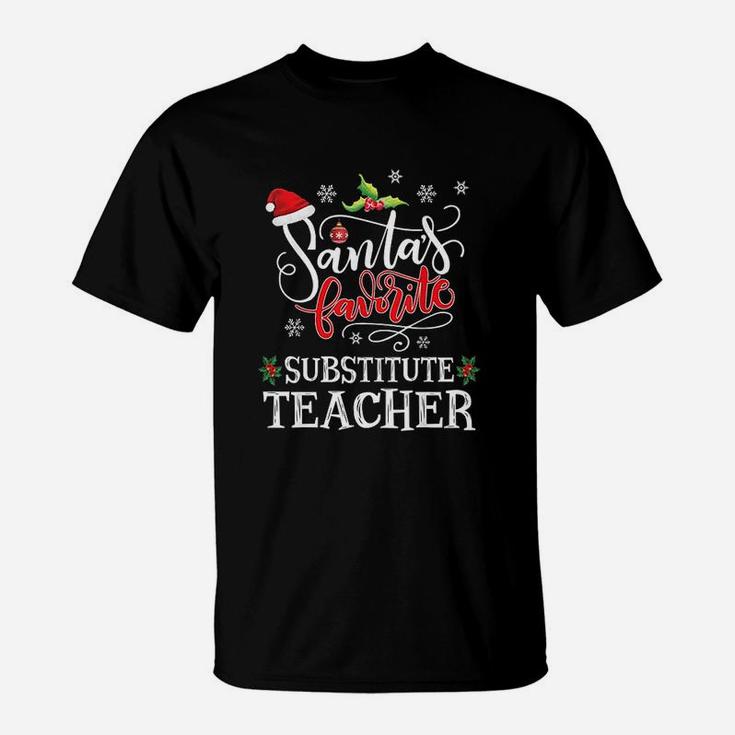 Santas Favorite Substitute Teacher Christmas Party Xmas T-Shirt