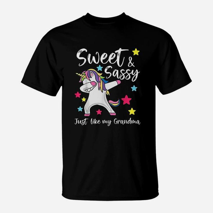 Sassy Like My Grandma Unicorn Matching Nana And Granddaughter T-Shirt