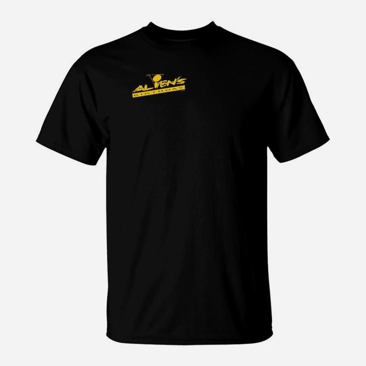 Schwarz Sportliches Herren T-Shirt mit Gelbem Logo