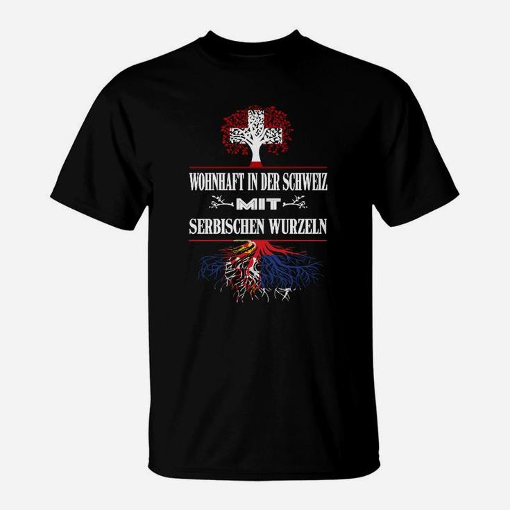 Schwarz T-Shirt Schweizer & Serbische Wurzeln, Kulturelle Vermischung