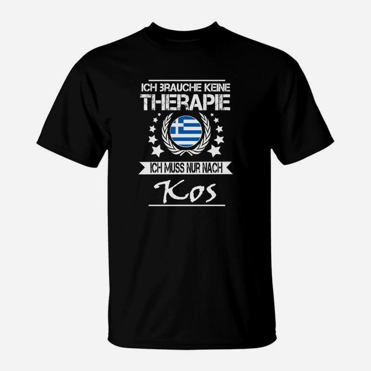 Schwarz T-Shirt Therapie in Kos, Lustiges Reise-Shirt für Kos-Liebhaber