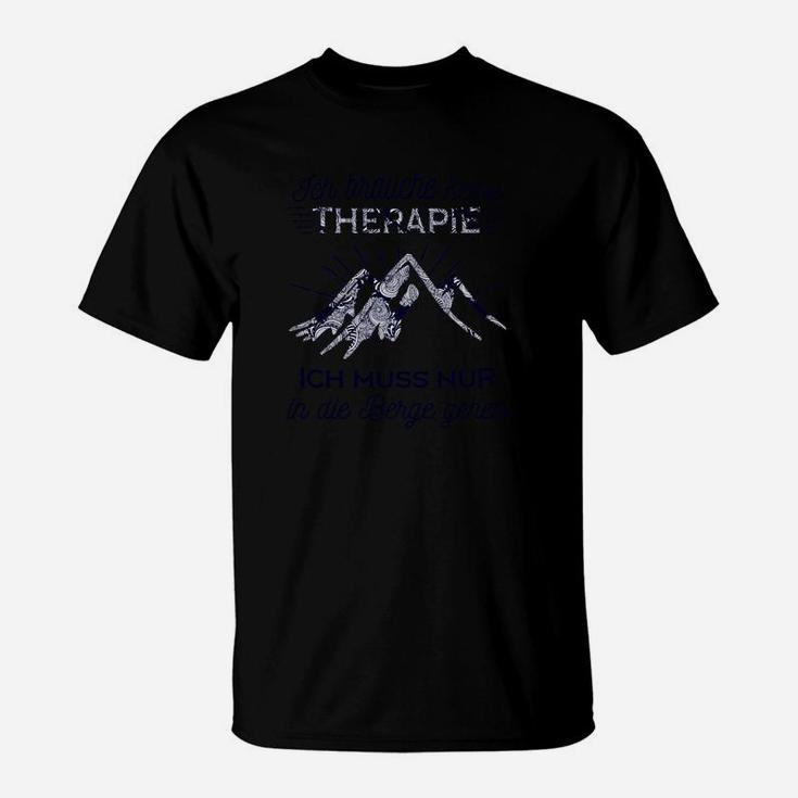 Schwarzes Bergsteiger-T-Shirt mit dem Motiv Gipfel Therapie