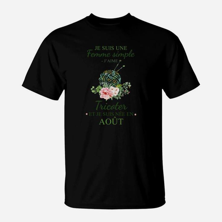 Schwarzes Damen T-Shirt, Florales Design & Französischer Spruch