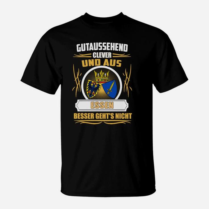 Schwarzes Herren-T-Shirt Gutaussehend Clever aus Essen Wappen-Design