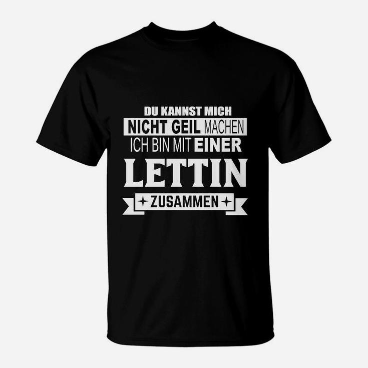Schwarzes Herren T-Shirt Mit Einer Lettin Zusammen - Lustiges Motiv
