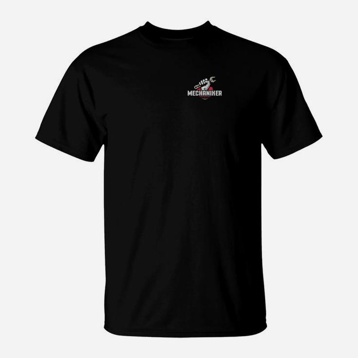 Schwarzes Kurzarm T-Shirt für Herren mit Mechaniker-Design