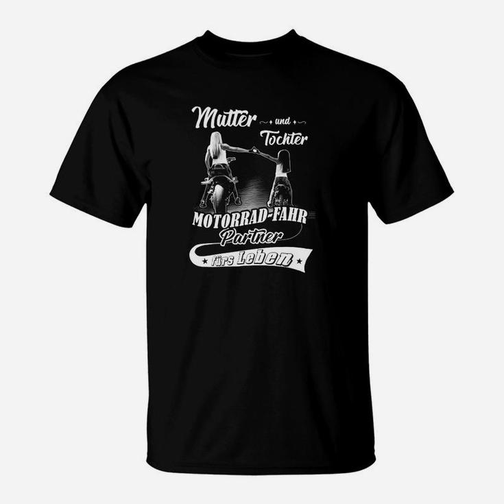 Schwarzes Mutter-Tochter Motorrad T-Shirt im Partnerlook