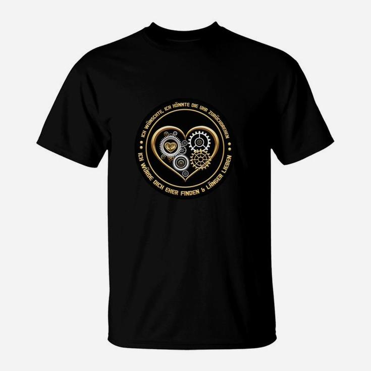 Schwarzes T-Shirt für Herren, Engineering Passion mit Zahnrad-Motiv