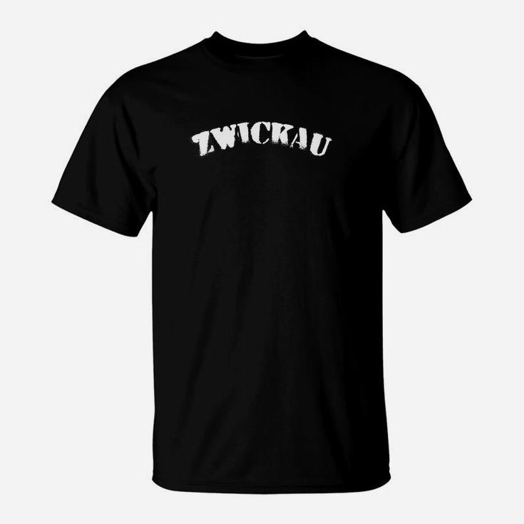 Schwarzes T-Shirt mit Zwickau-Schriftzug, Stadtliebe Motiv