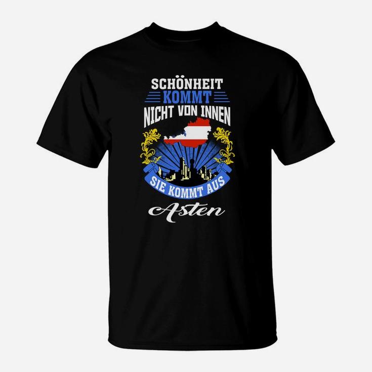 Schwarzes T-Shirt Schönheit aus Österreich mit Wappen-Spruch