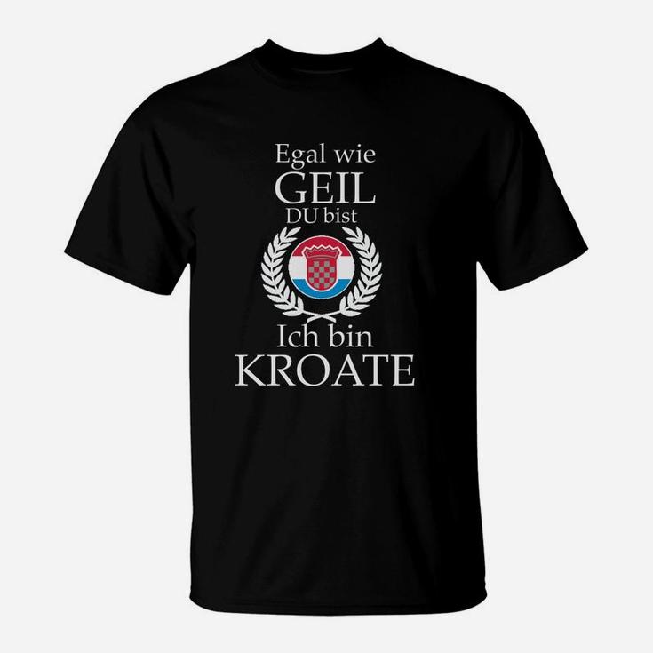 Schwarzes T-Shirt Stolzer Kroatischer Spruch für Herren, Kroate Motiv
