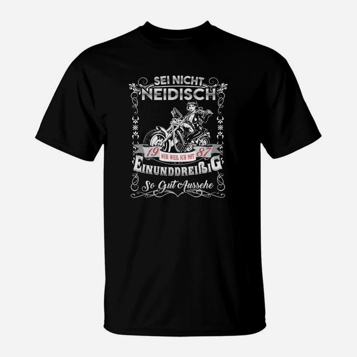 Sei nicht neidisch - EINUNDREISSIG Biker-T-Shirt, Vintage Schwarz