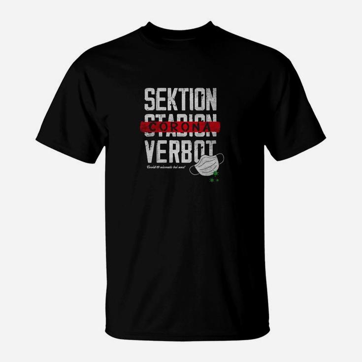 Sektion Pyjama Corona Verbot T-Shirt, Lustig mit Mundschutz Design