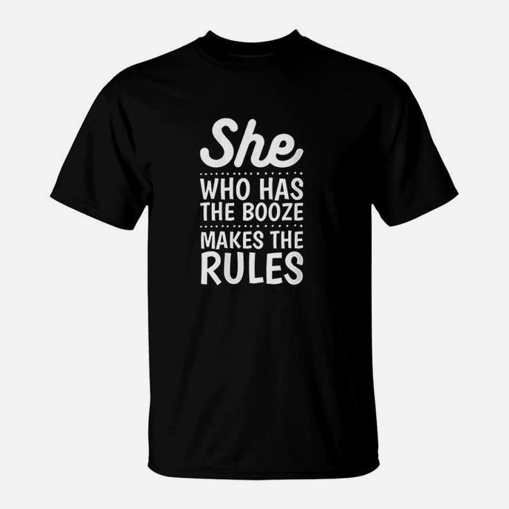 She Who Has The Booze Makes The Rules Funny Bartender Shirt