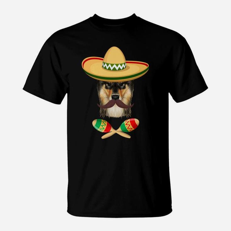 Shetland Sheepdog Sombrero Mustache Cinco De Mayo T-Shirt