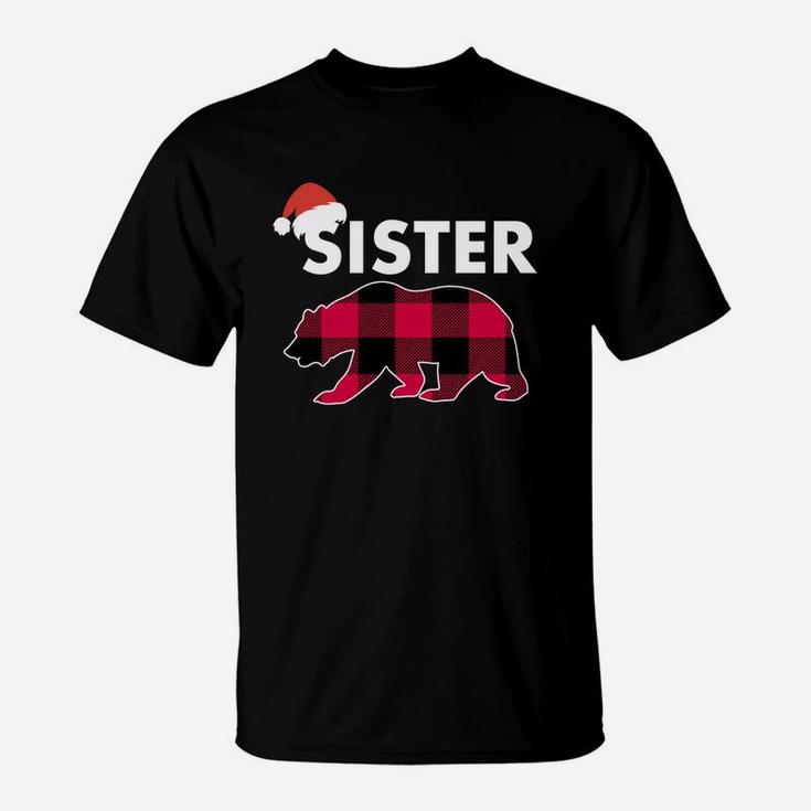 Sister Christmas Bear Plaid Matching Family Christmas Pajama T-Shirt