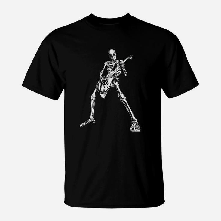 Skeleton Playing Guitar Electric Acoustic Classical T-Shirt