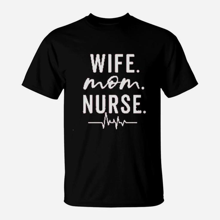 Sleity Women Wife Mom Nurse Funny Letter Moms Gift Nurse T-Shirt