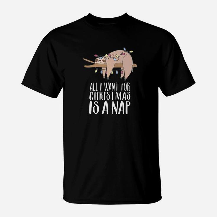 Sloth Christmas All I Want For Christmas Is A Nap T-Shirt