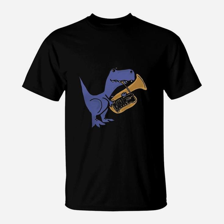 Smiletodaytees Funny T-rex Dinosaur Playing Tuba T-shirt T-Shirt