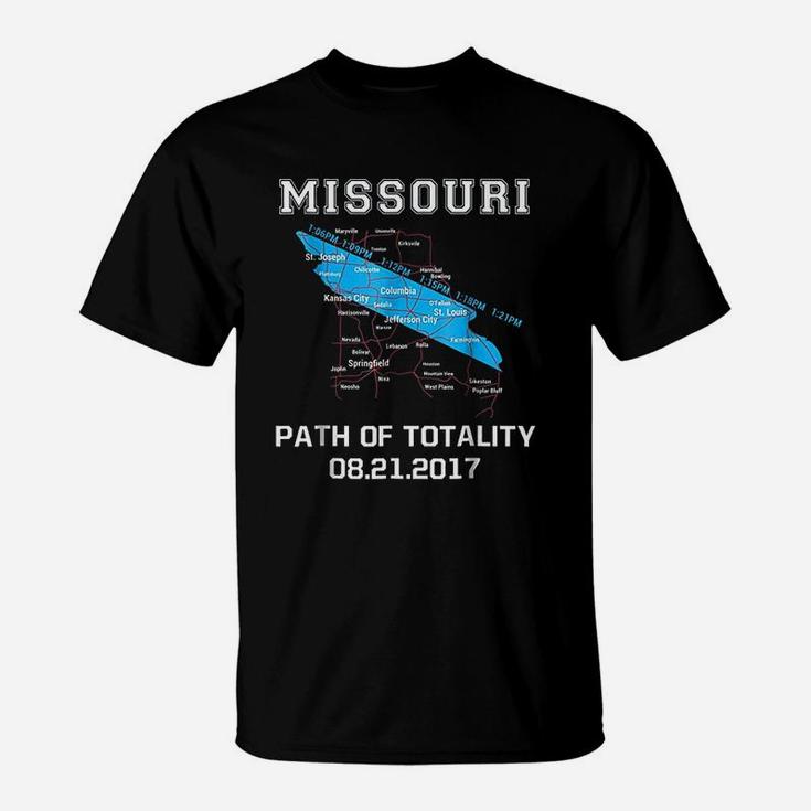 Solar Eclipse Missouri Road Map Path Of Totality T-Shirt