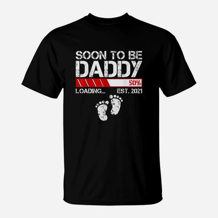 Soon To Be Daddy Est 2021 New Dad Vintage Gift Funny Daddy T-Shirt
