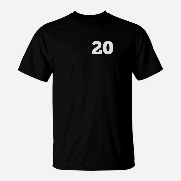 Sport-T-Shirt für Herren mit Nummer 20, Schwarz, Atmungsaktiv