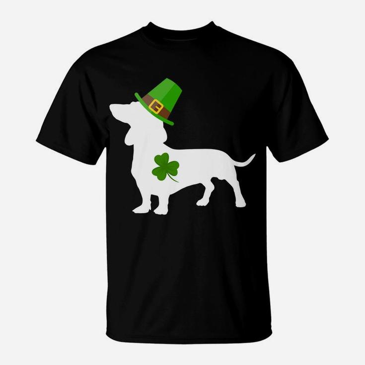 St Patrick Funny Leprechaun Dachshund Dog Shamrock T-Shirt