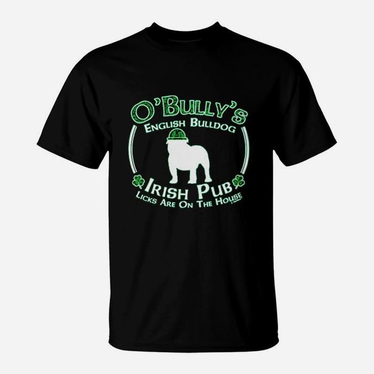 St Patricks Day Dog English Bulldog Irish Pub Sign T-Shirt