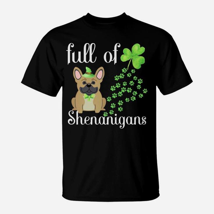 St Patricks Day French Bulldog Dog Shamrocks Green Paw T-Shirt