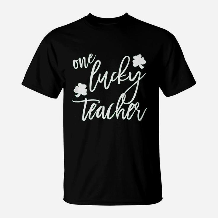 St Patricks Day Gift For Kindergarten Prek One Lucky Teacher T-Shirt
