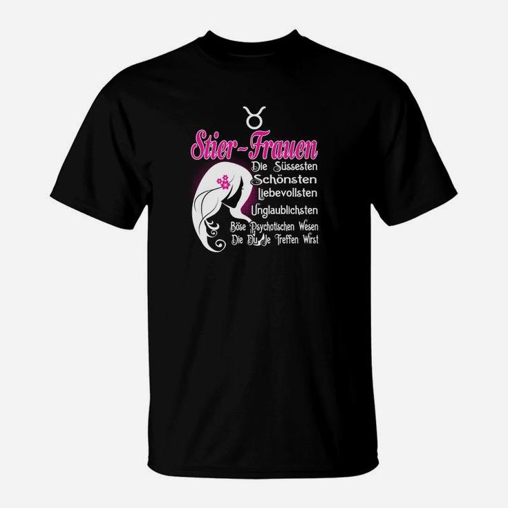 Stier Frauen Schwarzes T-Shirt, Komplimente Design für Damen