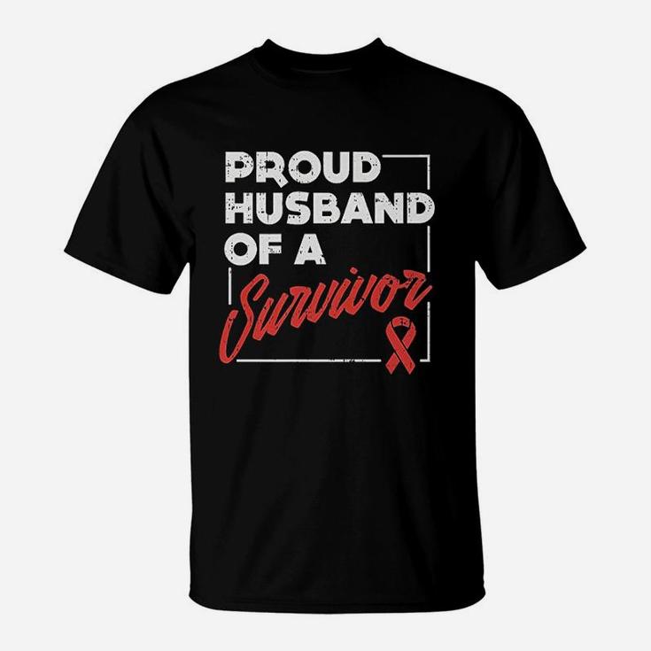 Stroke Awareness Support Aneurysm Proud Husband Survivor T-Shirt