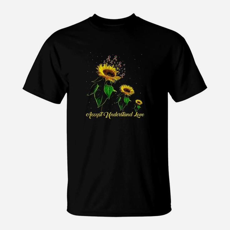 Sunflower Accept Understand Love Autism Awareness Month Gift T-Shirt