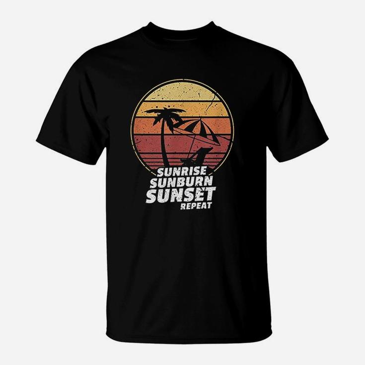 Sunrise Sunburn Sunset Repeat Vintage Vacation Beach T-Shirt