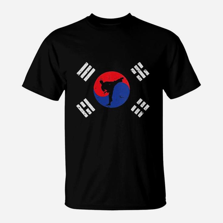 Taekwondo South Korea Flag Vintage Korean Martial Arts Gift T-Shirt