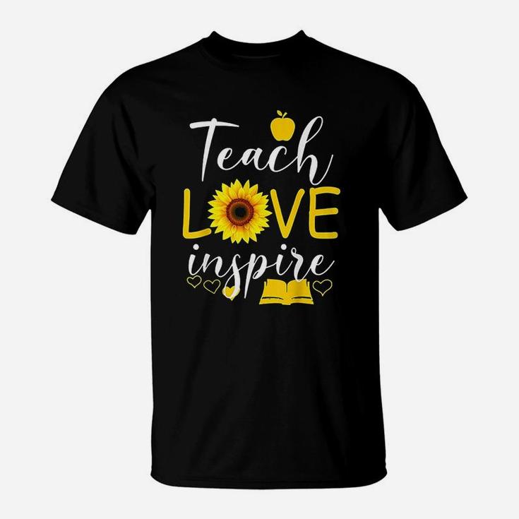 Teach Love Inspire Sunflower Teacher Funny Gift T-Shirt