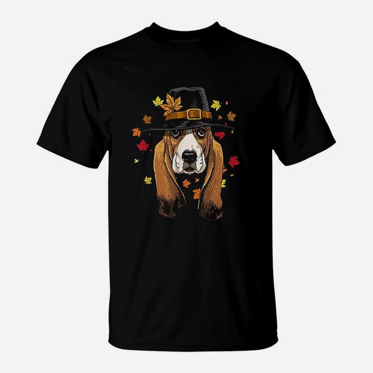 Thanksgiving Basset Hound Pilgrim Costume T-Shirt